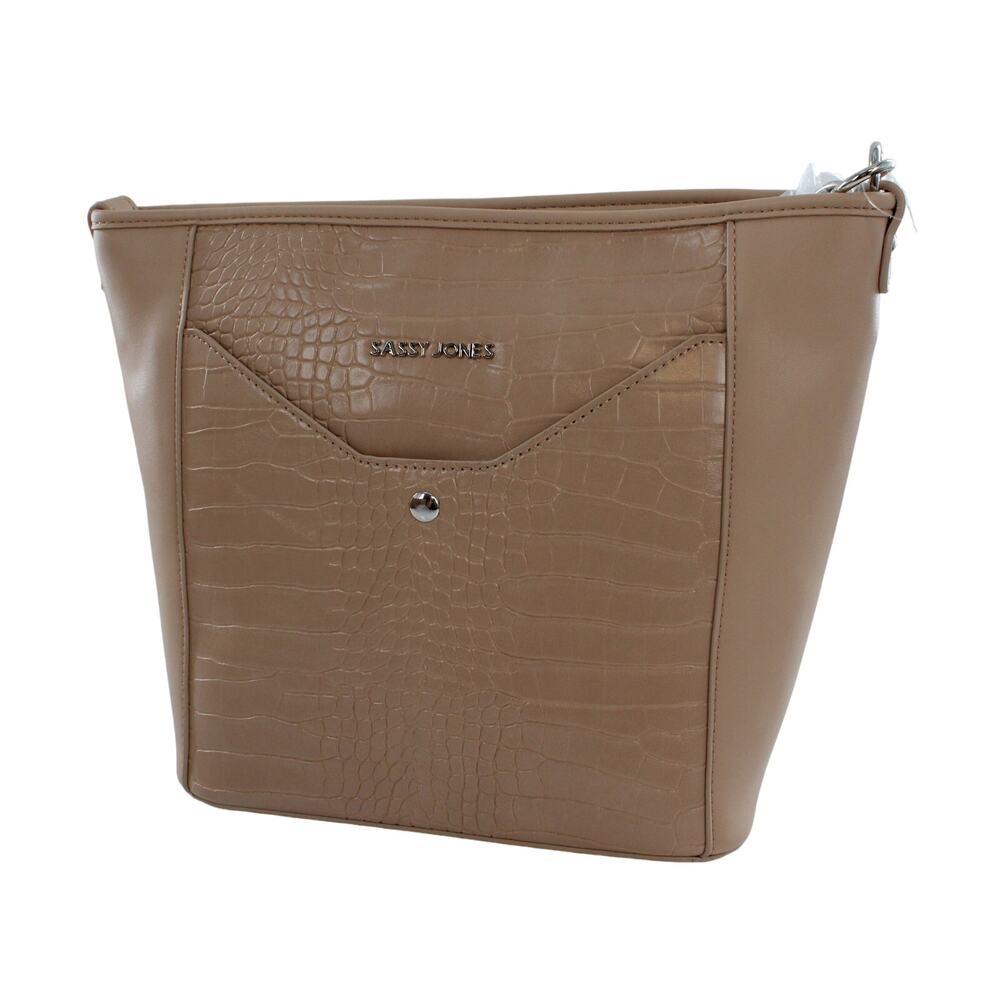 Sassy Jones Nikki Croco-Embossed Hobo Bag Tan #SJ75
